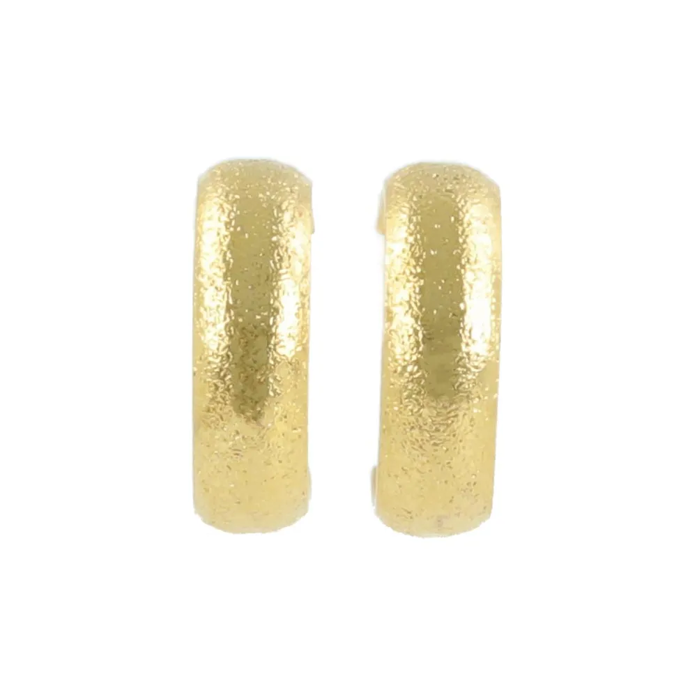 18K Gold Post Textured Hoop Earrings