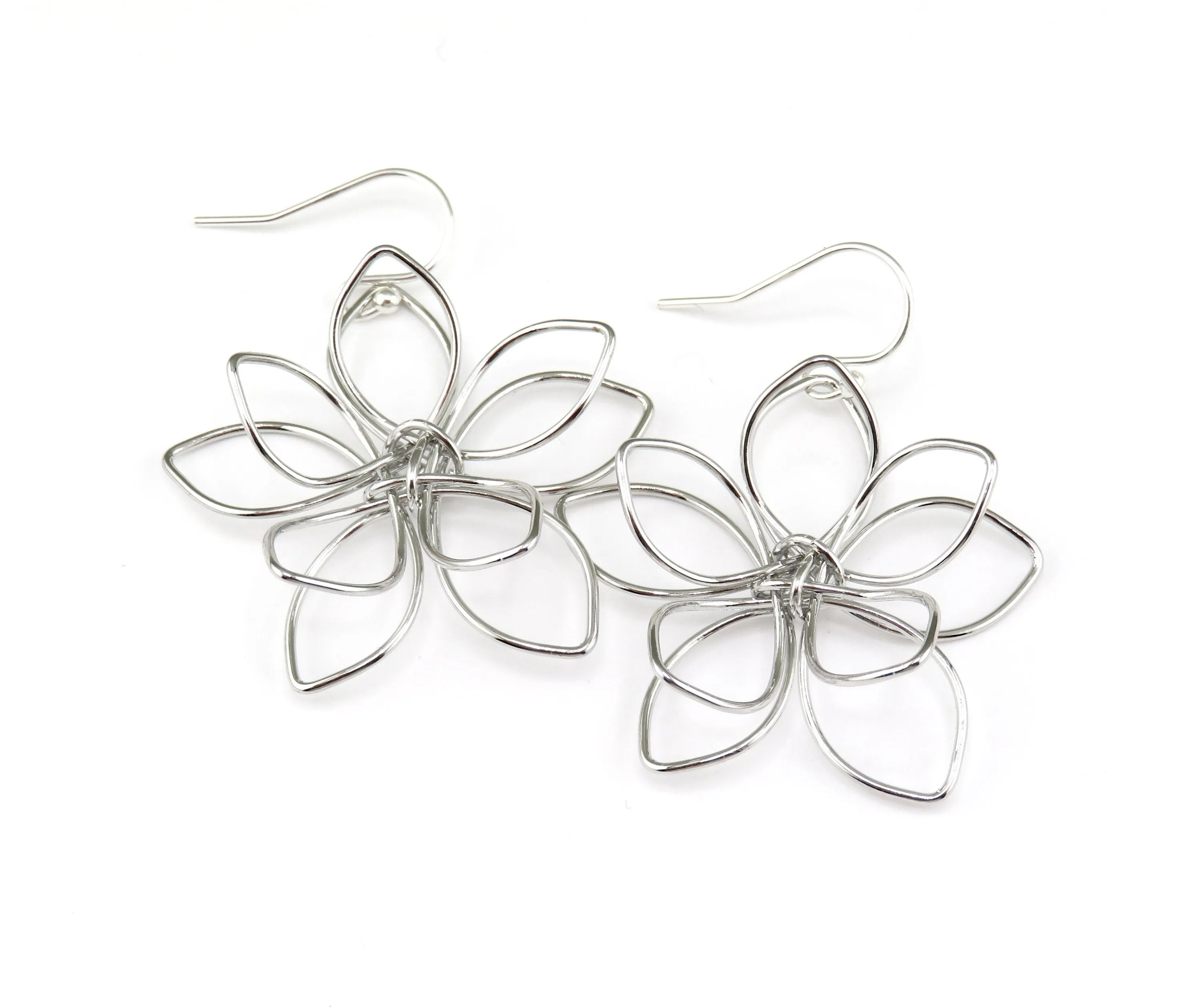 Airy Flower Earrings - Silver