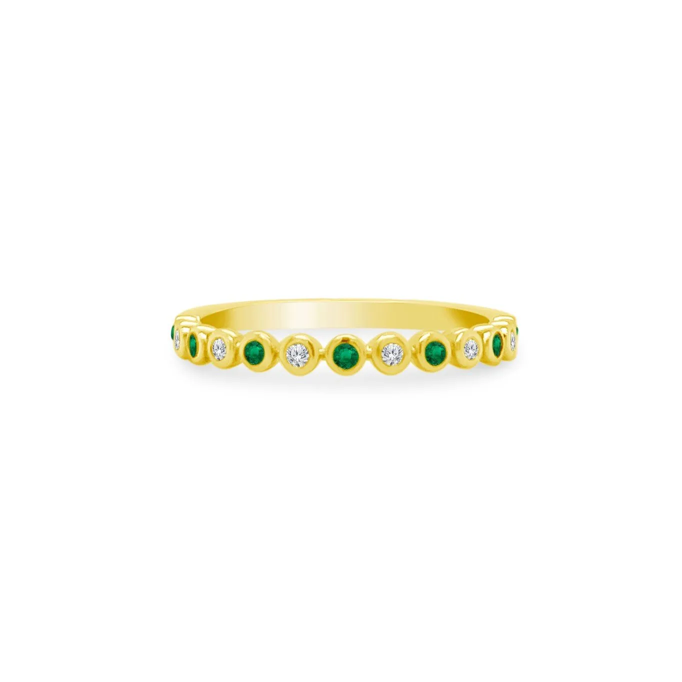 Alternating Diamond & Gemstone Bezel Band