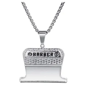 Barber Necklace Clipper Blade Jewelry Barber Simulated Diamond Barbershop Chain Gold Silver Color Metal Alloy 24in