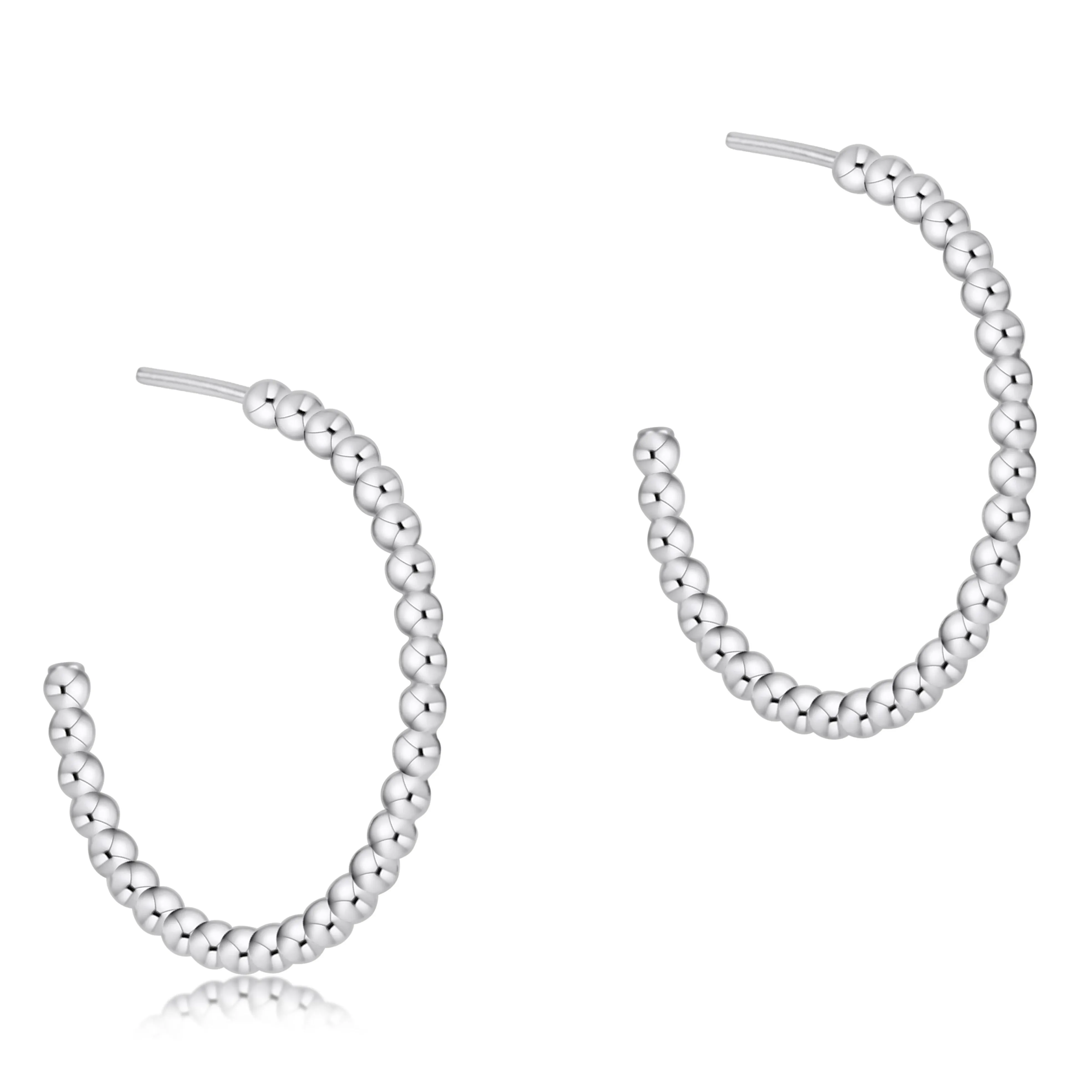 Beaded Classic Post Hoop - 3mm Sterling
