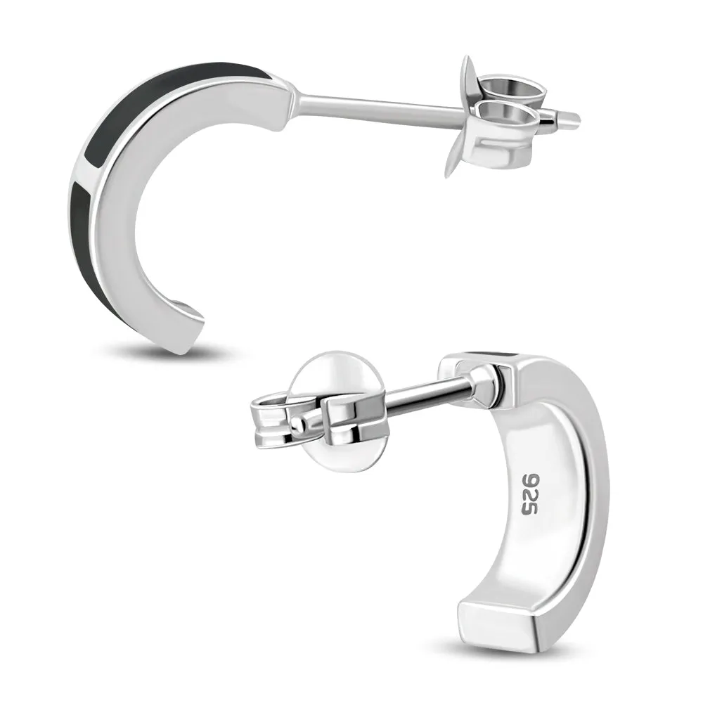 Black Onyx Stud Silver Earrings