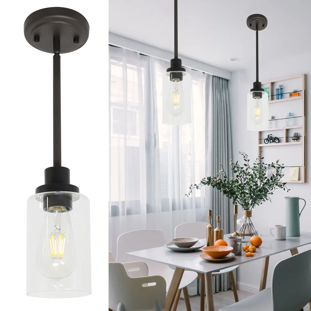 BONLICHT 1-Light Glass Pendant Light Industrial Edison Style Oil Rubbed Bronze Finish