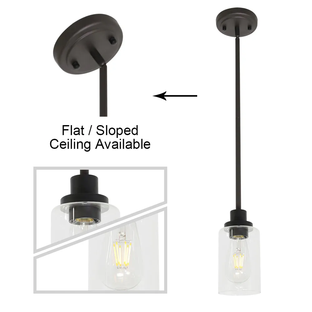 BONLICHT 1-Light Glass Pendant Light Industrial Edison Style Oil Rubbed Bronze Finish