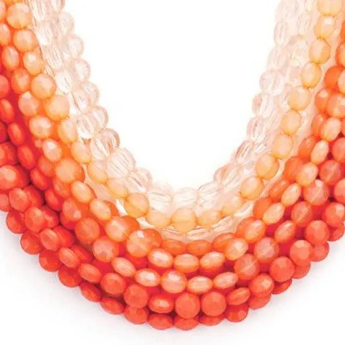 Faceted Coral Round Lucite Beaded Necklace Set