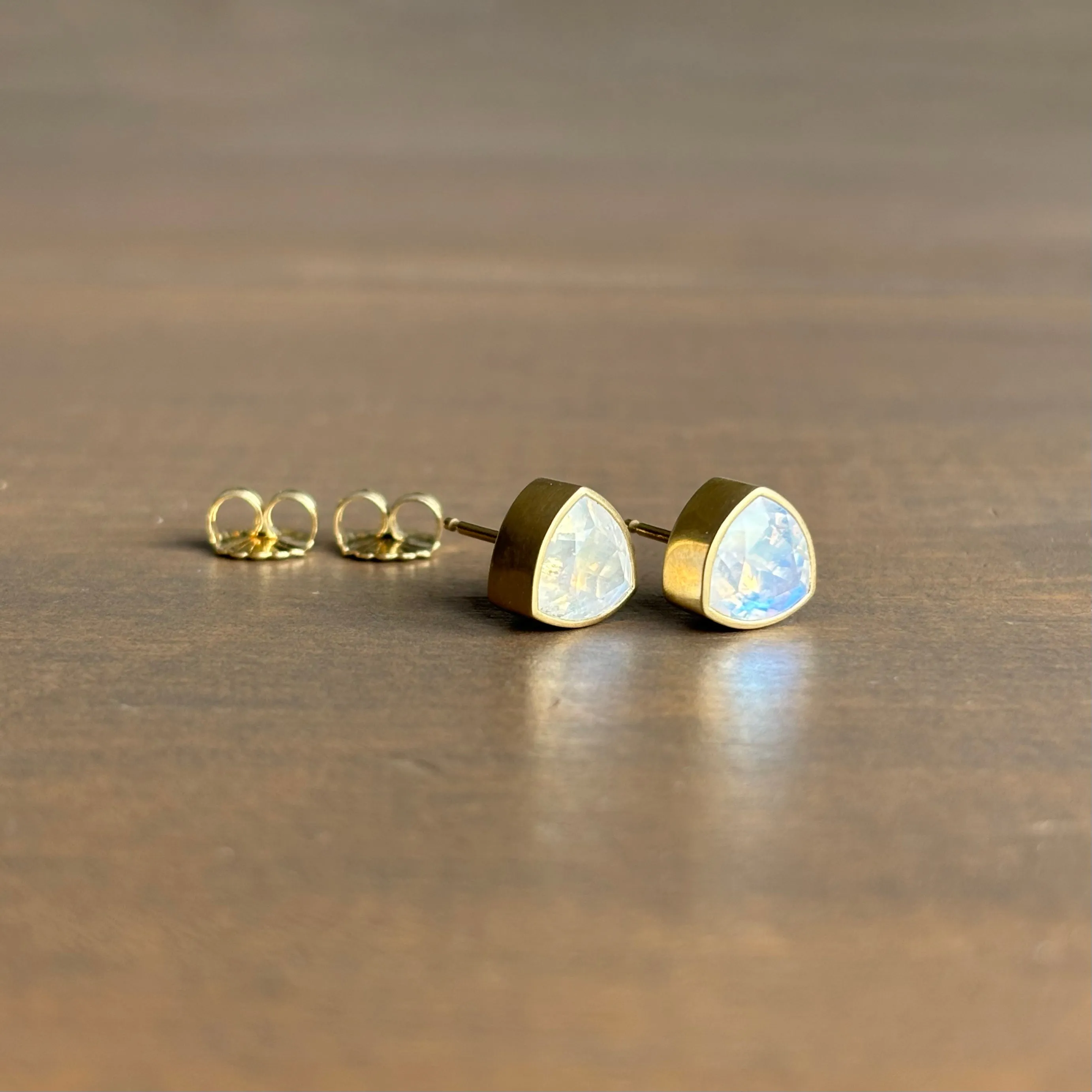 Fine Trilliant Moonstone Stud Earrings