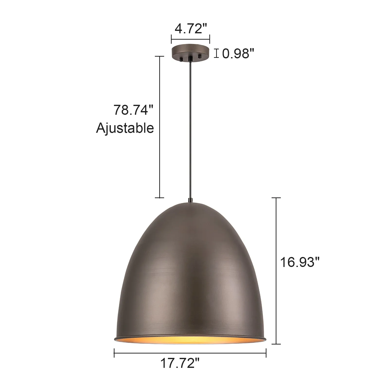Glowlings 1-Light 18"Wide Hanging Metal Silvery Dome Pendant Light Island Light