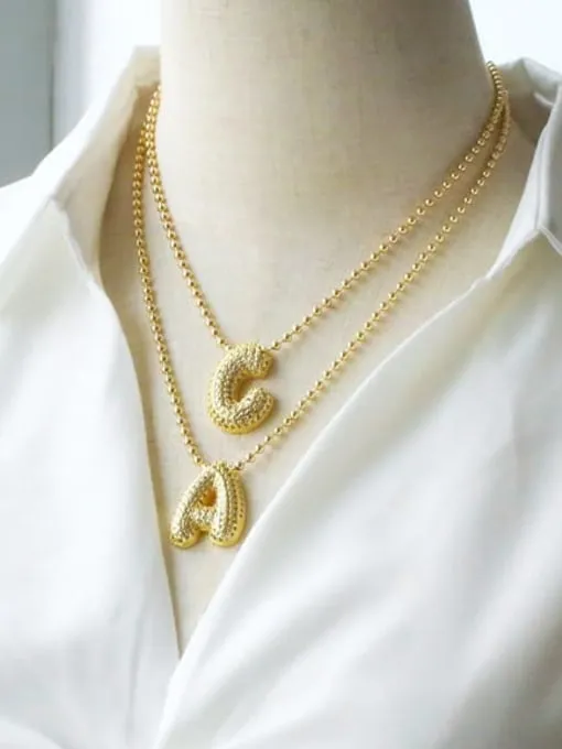 Initial Name Necklace Bubble Letter Personalized Jewelry Military Ball Chain