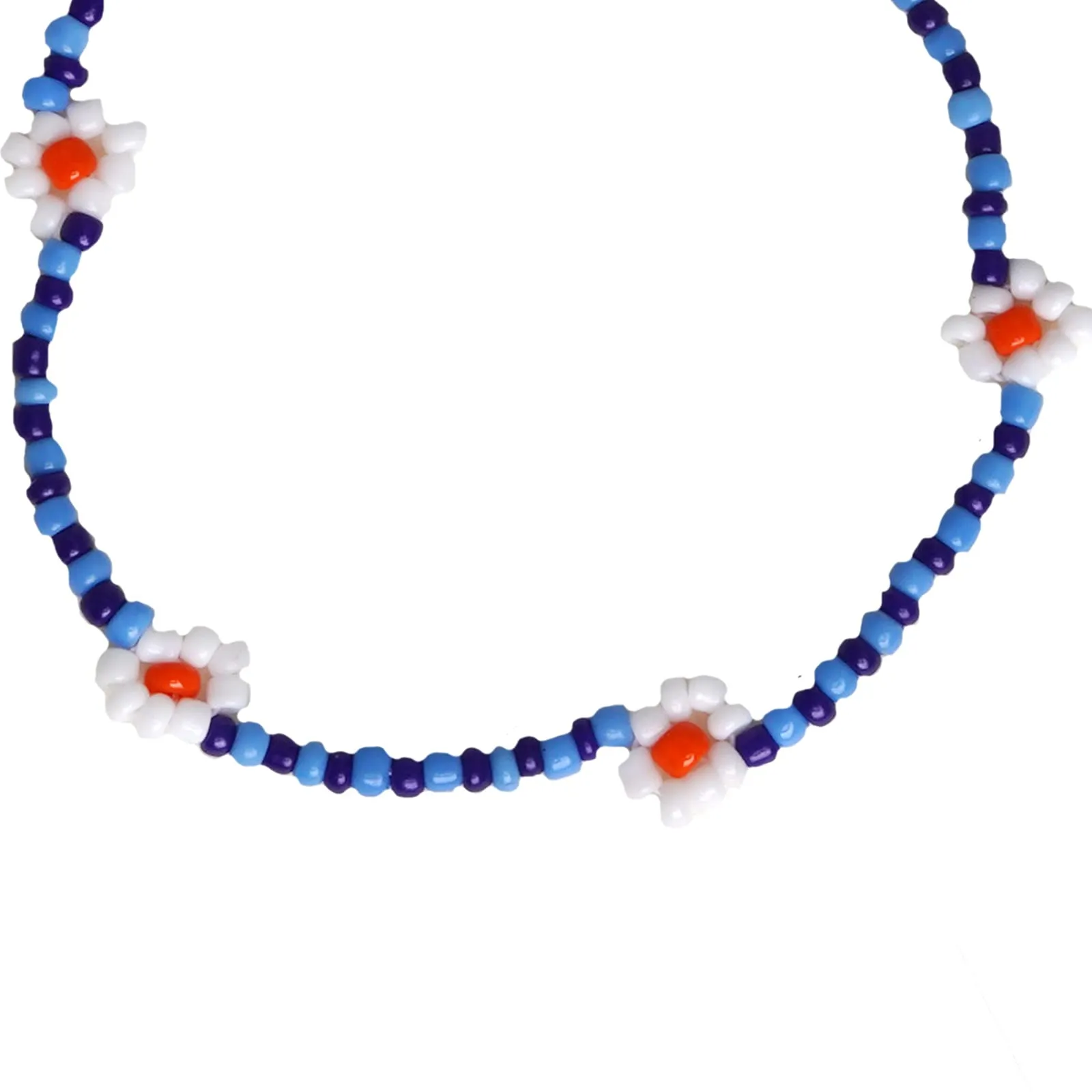 Joker & Witch Daisy Bloom Blue Beaded Bracelet for Women
