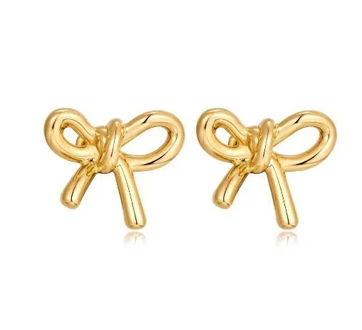 Knotted Bow Earrings Gold Plated