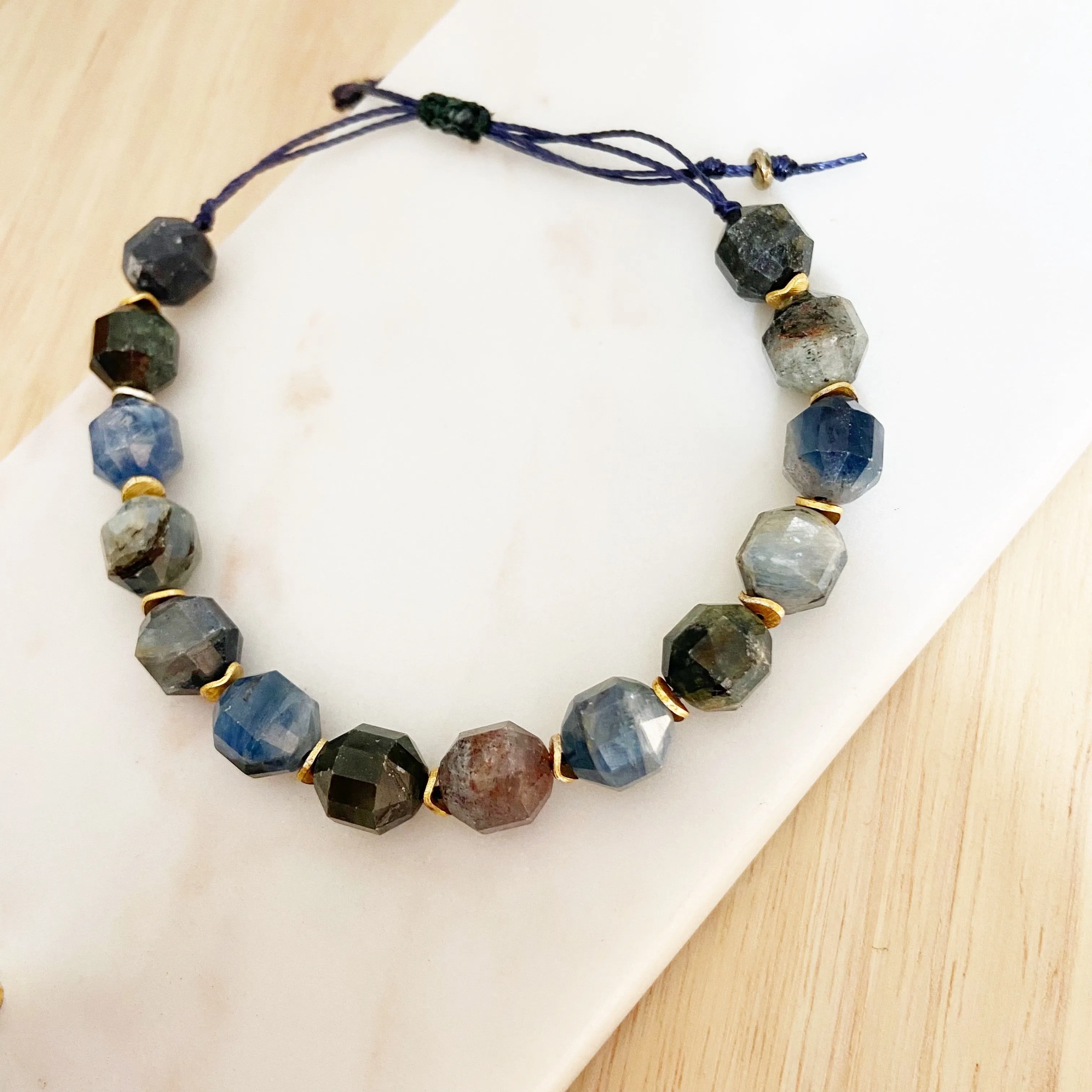 Kyanite Beaded Adjustable Bracelet