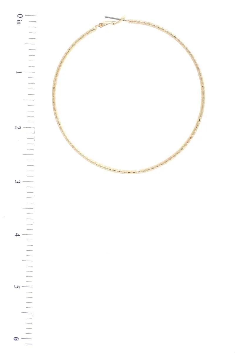 Lined Metal Hoop Earring