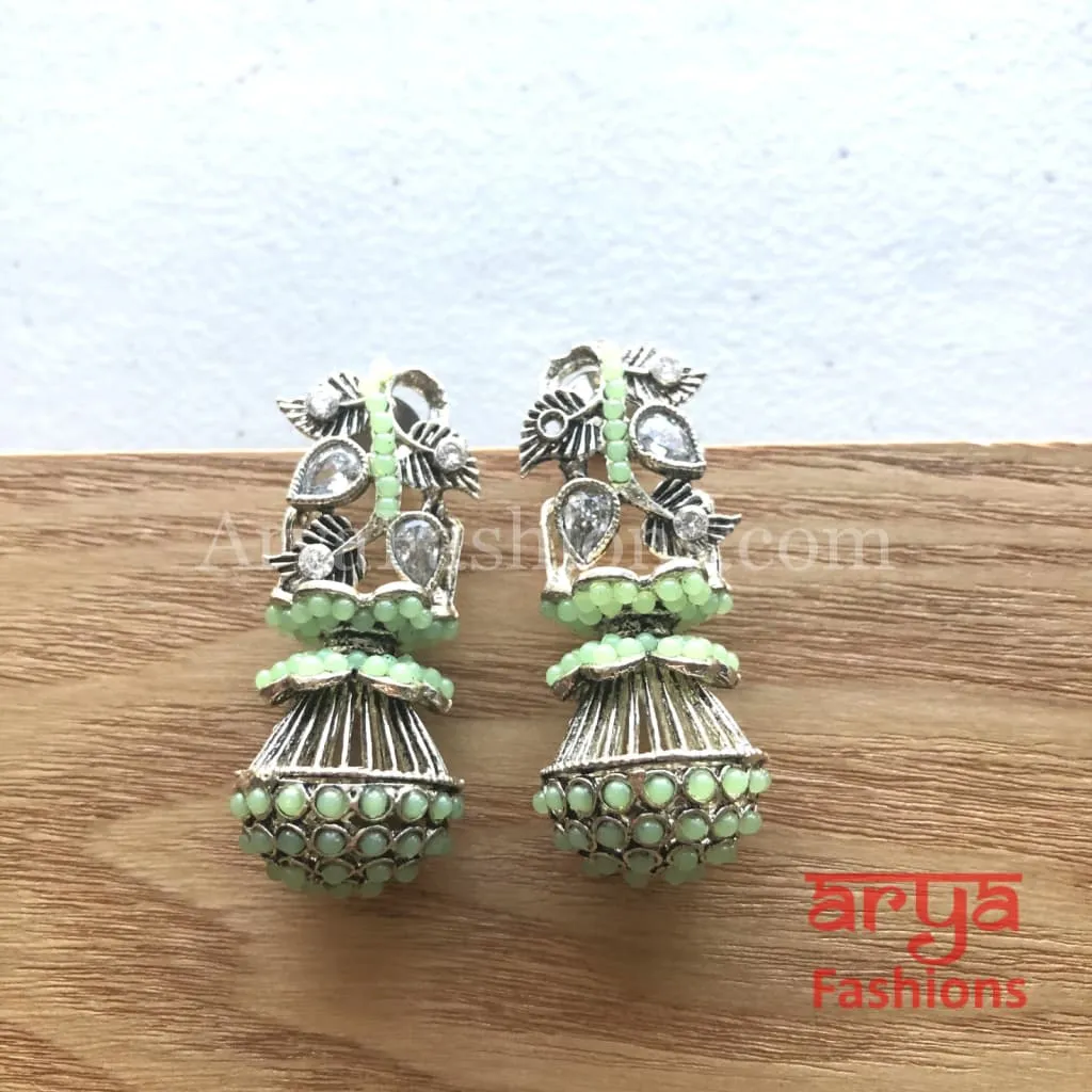 Mahi Oxidized Silver Tribal Earrings/Ethnic German Silver Earrings