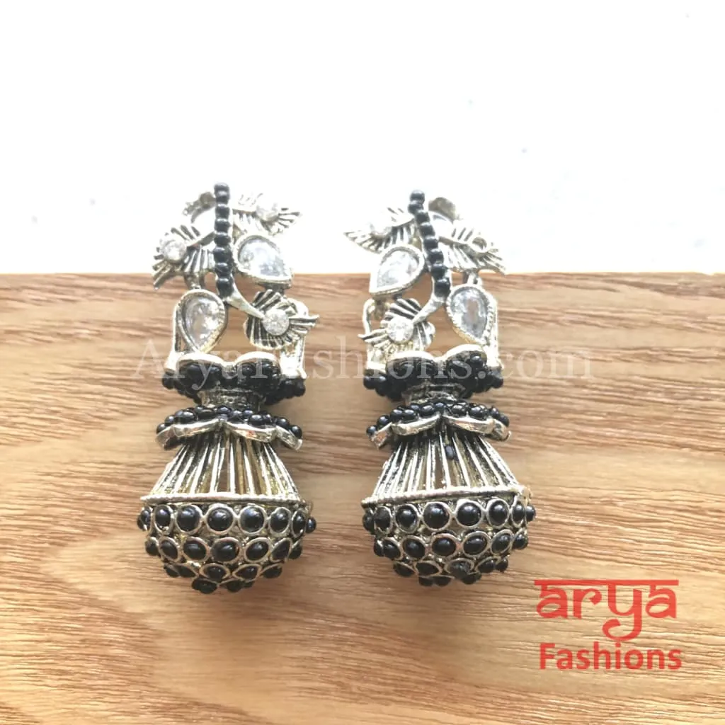 Mahi Oxidized Silver Tribal Earrings/Ethnic German Silver Earrings