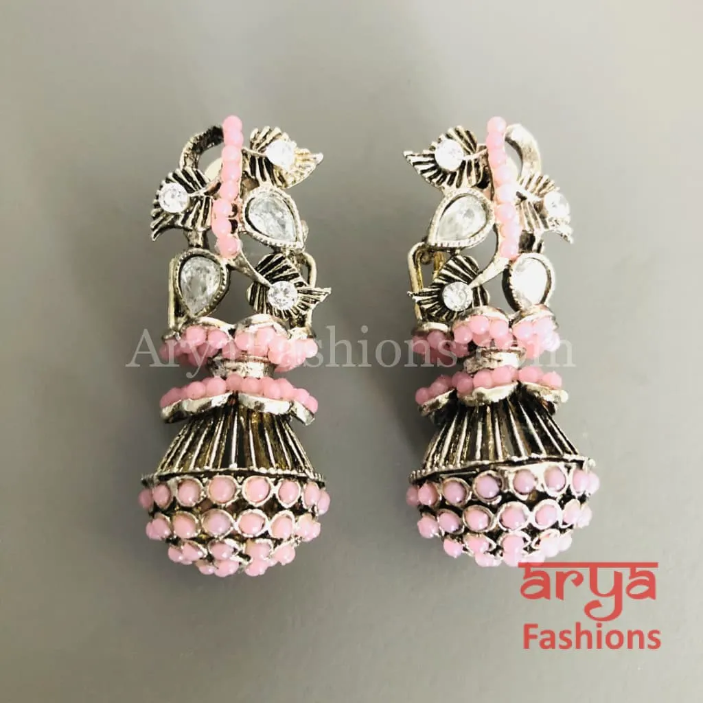 Mahi Oxidized Silver Tribal Earrings/Ethnic German Silver Earrings