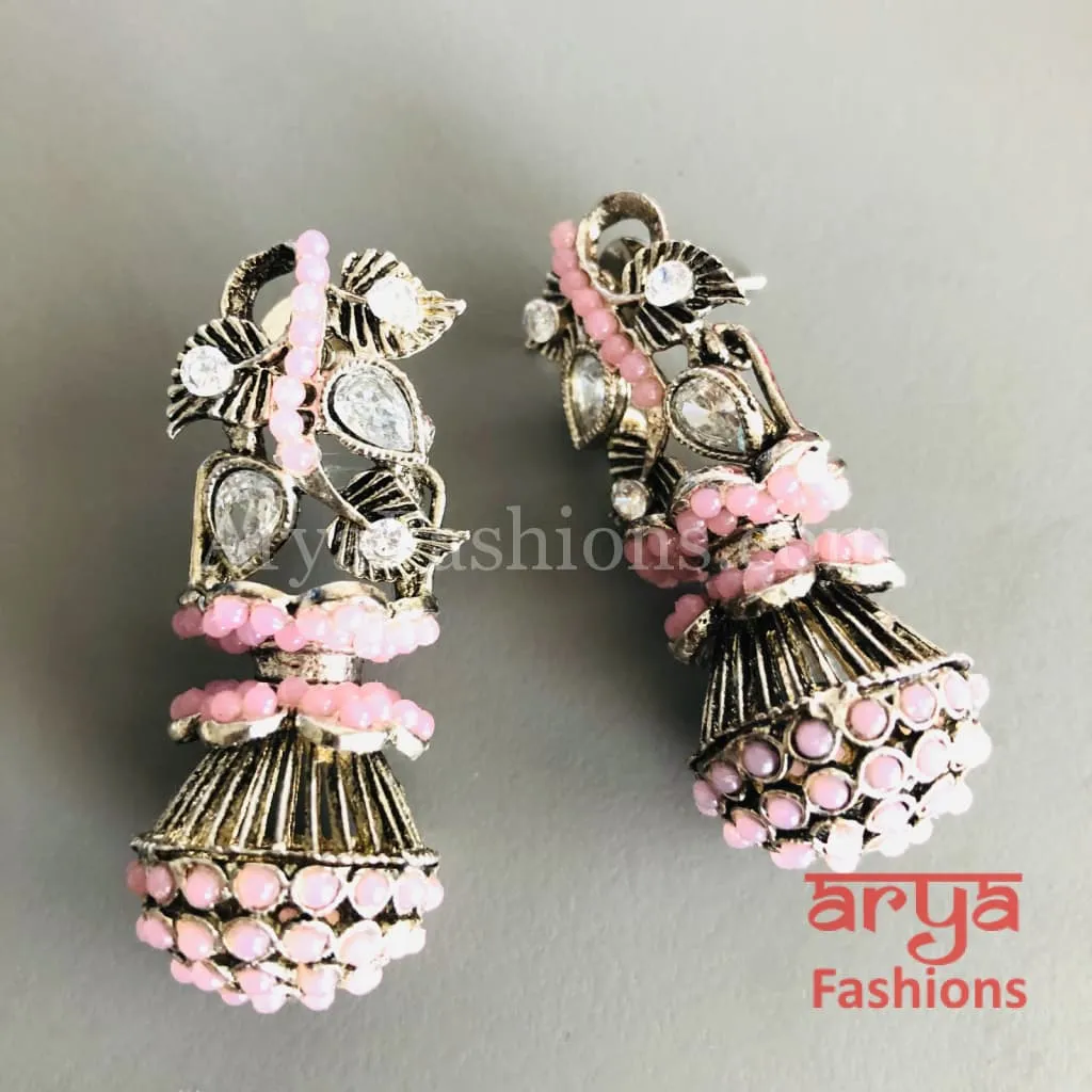 Mahi Oxidized Silver Tribal Earrings/Ethnic German Silver Earrings