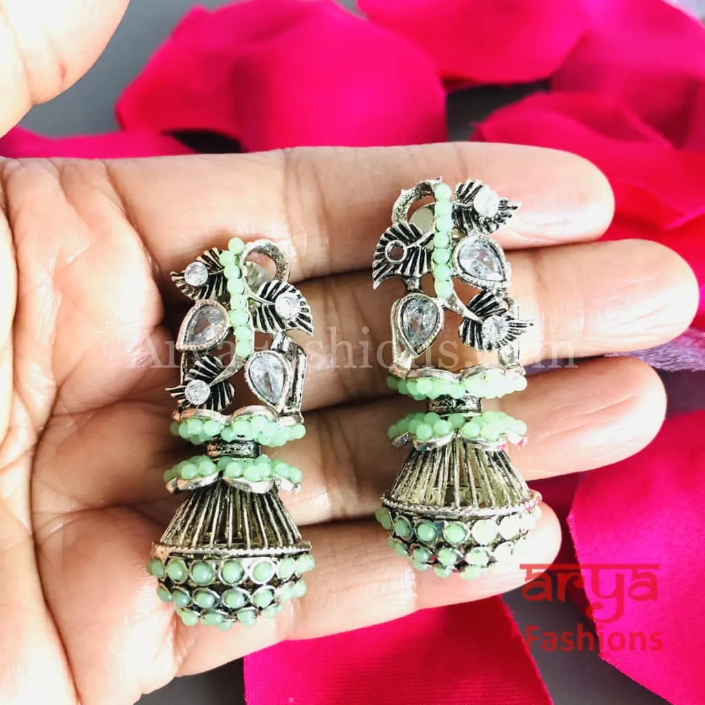 Mahi Oxidized Silver Tribal Earrings/Ethnic German Silver Earrings