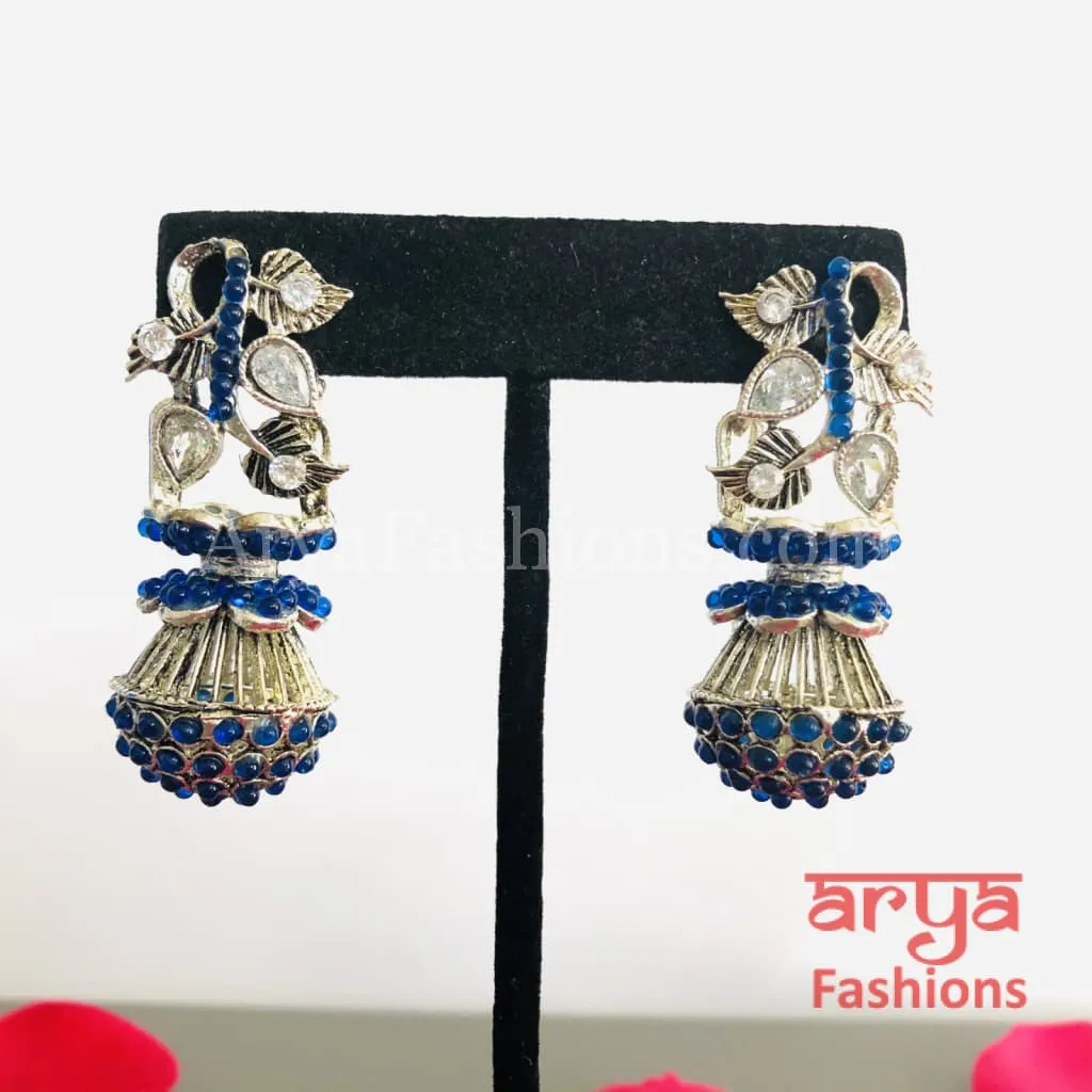Mahi Oxidized Silver Tribal Earrings/Ethnic German Silver Earrings