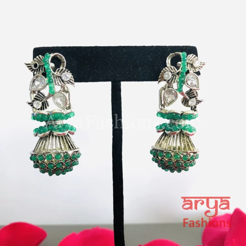 Mahi Oxidized Silver Tribal Earrings/Ethnic German Silver Earrings