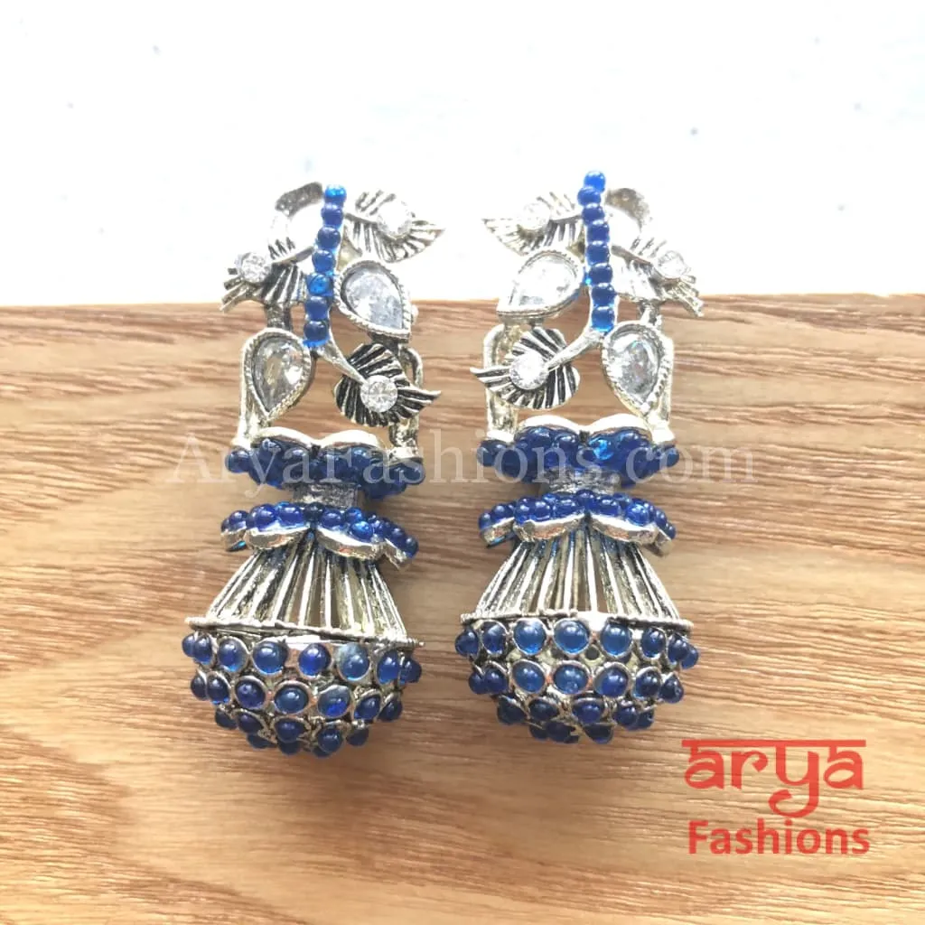 Mahi Oxidized Silver Tribal Earrings/Ethnic German Silver Earrings