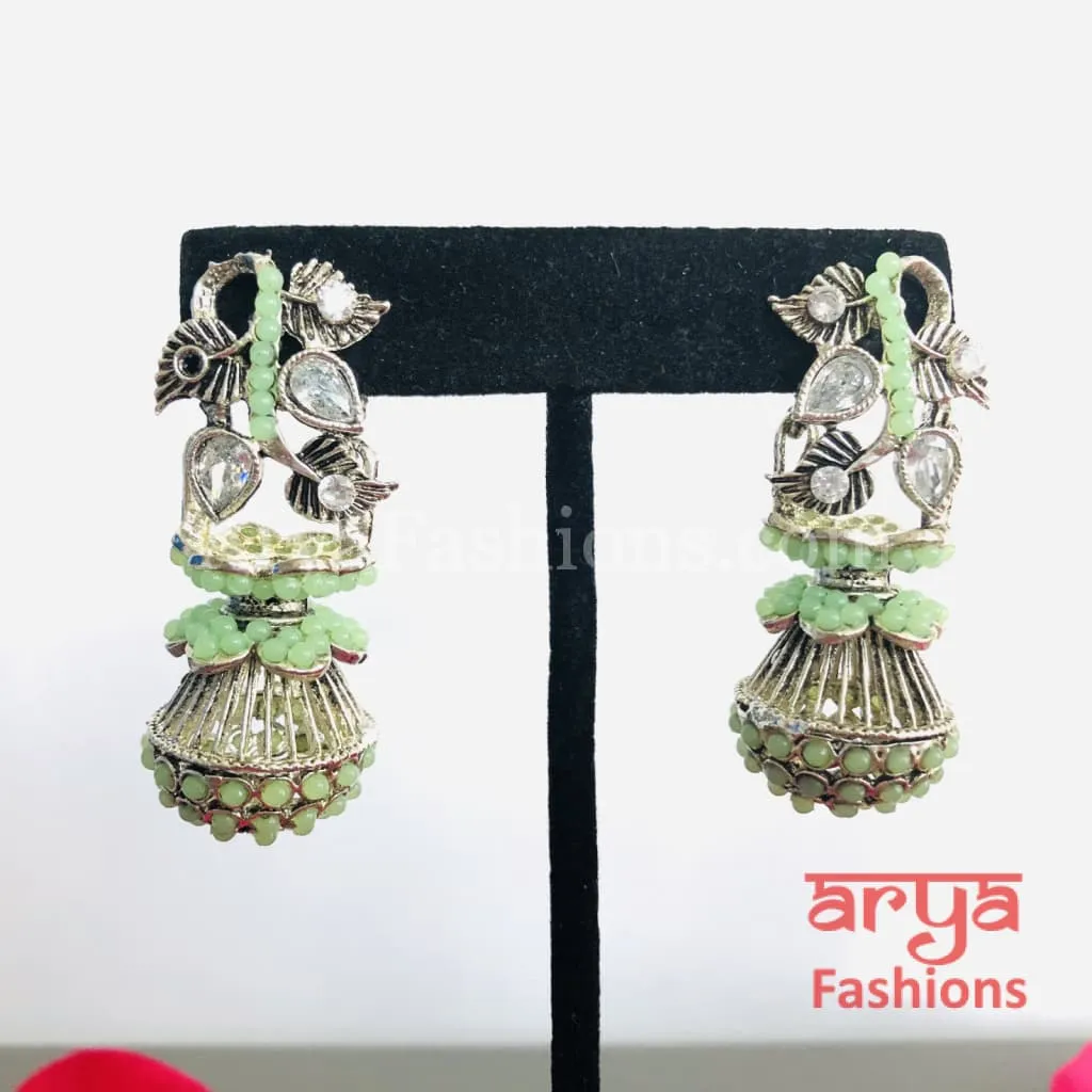 Mahi Oxidized Silver Tribal Earrings/Ethnic German Silver Earrings
