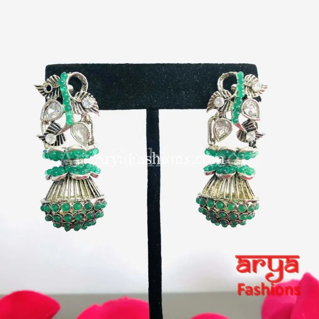Mahi Oxidized Silver Tribal Earrings/Ethnic German Silver Earrings