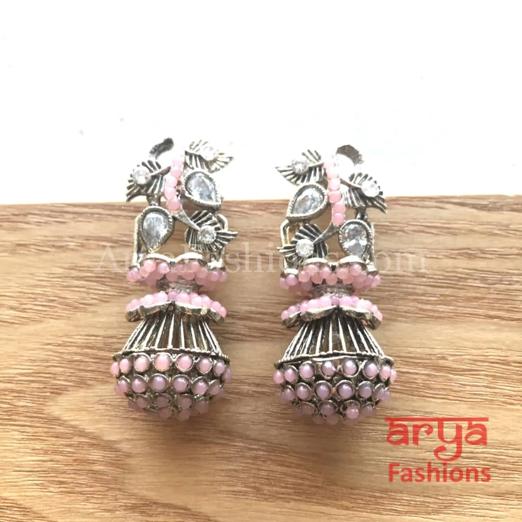 Mahi Oxidized Silver Tribal Earrings/Ethnic German Silver Earrings
