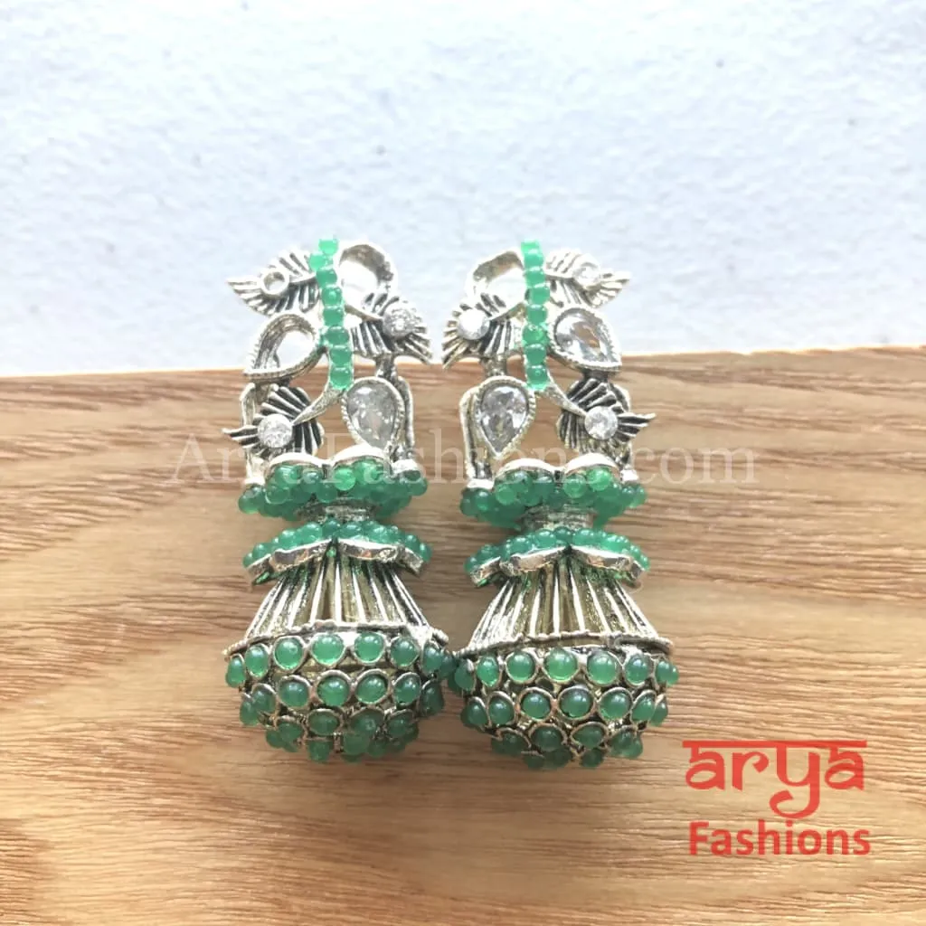 Mahi Oxidized Silver Tribal Earrings/Ethnic German Silver Earrings