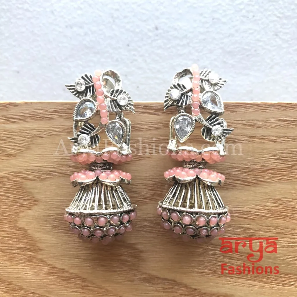 Mahi Oxidized Silver Tribal Earrings/Ethnic German Silver Earrings