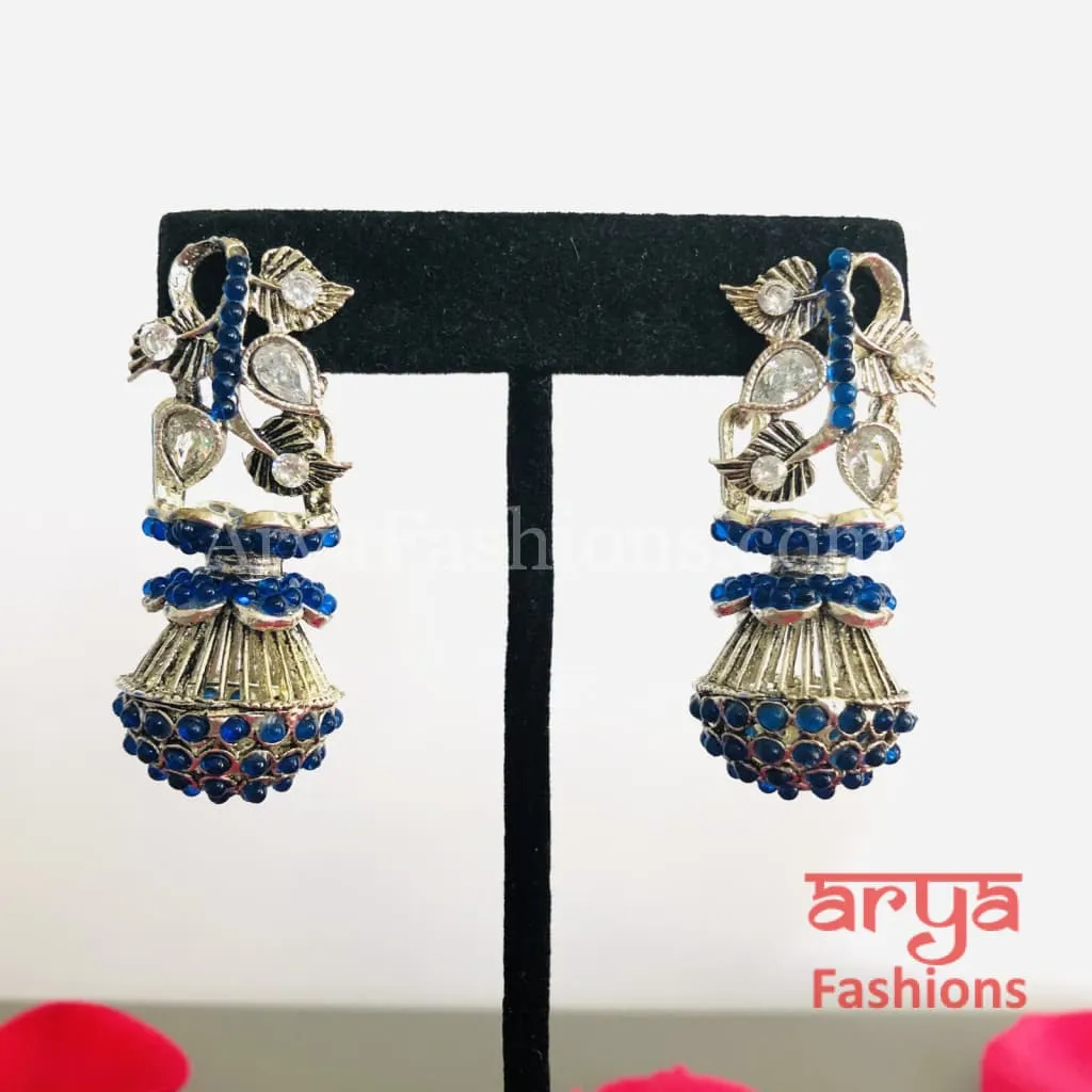 Mahi Oxidized Silver Tribal Earrings/Ethnic German Silver Earrings