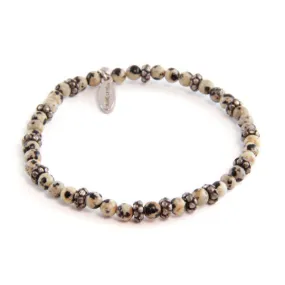 Mens Dalmatian and Faceted Donut Beaded Bracelet