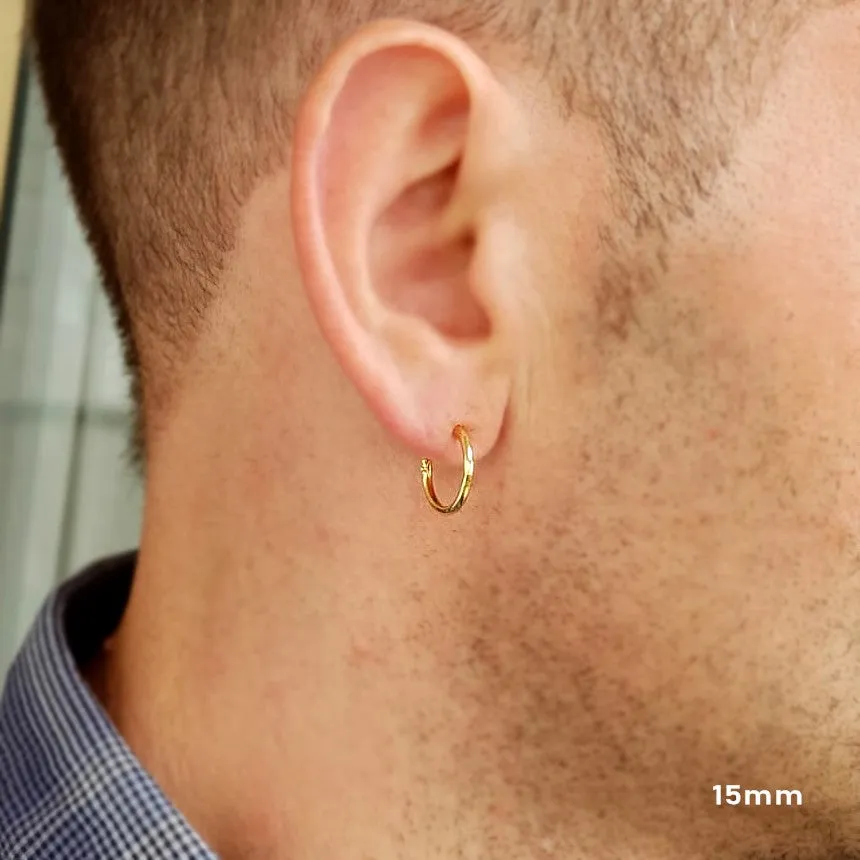 Mens Hoop Earrings - Sterling Silver Mens Earrings