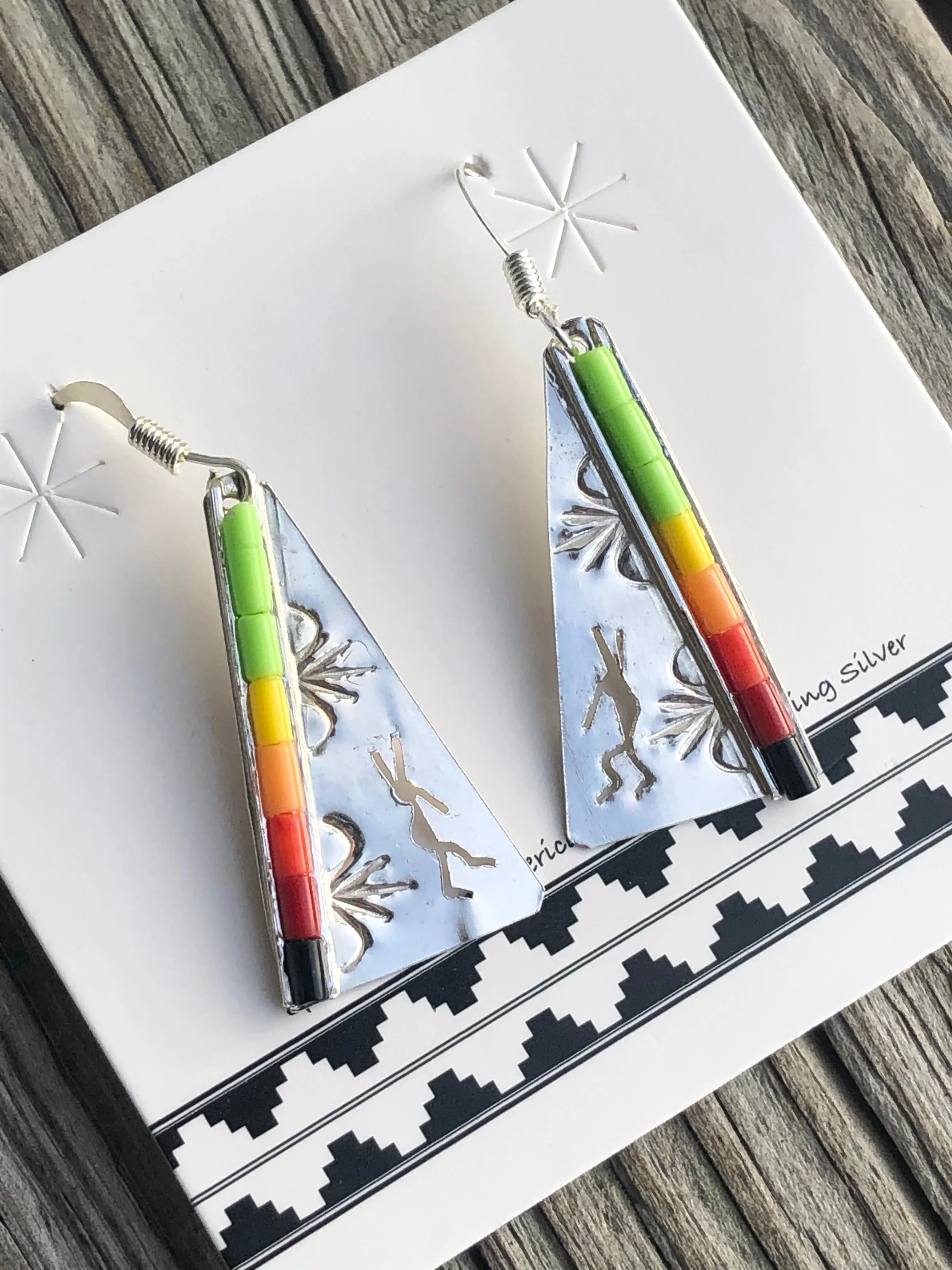 Navajo teepee style rainbow and sterling stamped