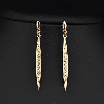 New Fashion Vintage Earrings Rose Gold Plated Austrian Rhinestone Bar Dangle Drop Earrings for women