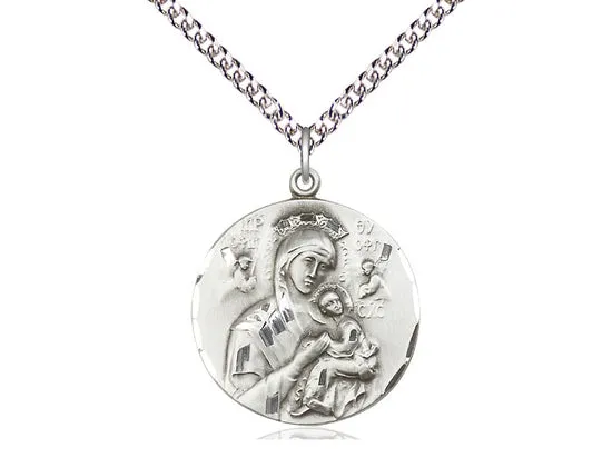 Our Lady Of Perpetual Help Silver Pendant Religious