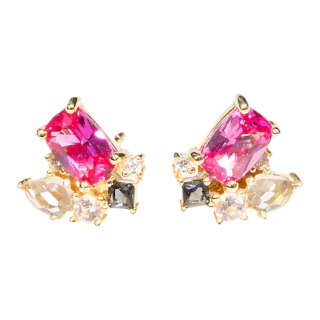 Pink Topaz Bouquet Earrings