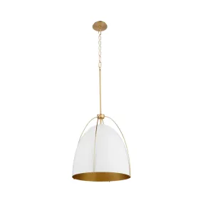 Quorum Jamie 860-1-0880 Pendant - Studio White / Aged Brass 15" Transitional