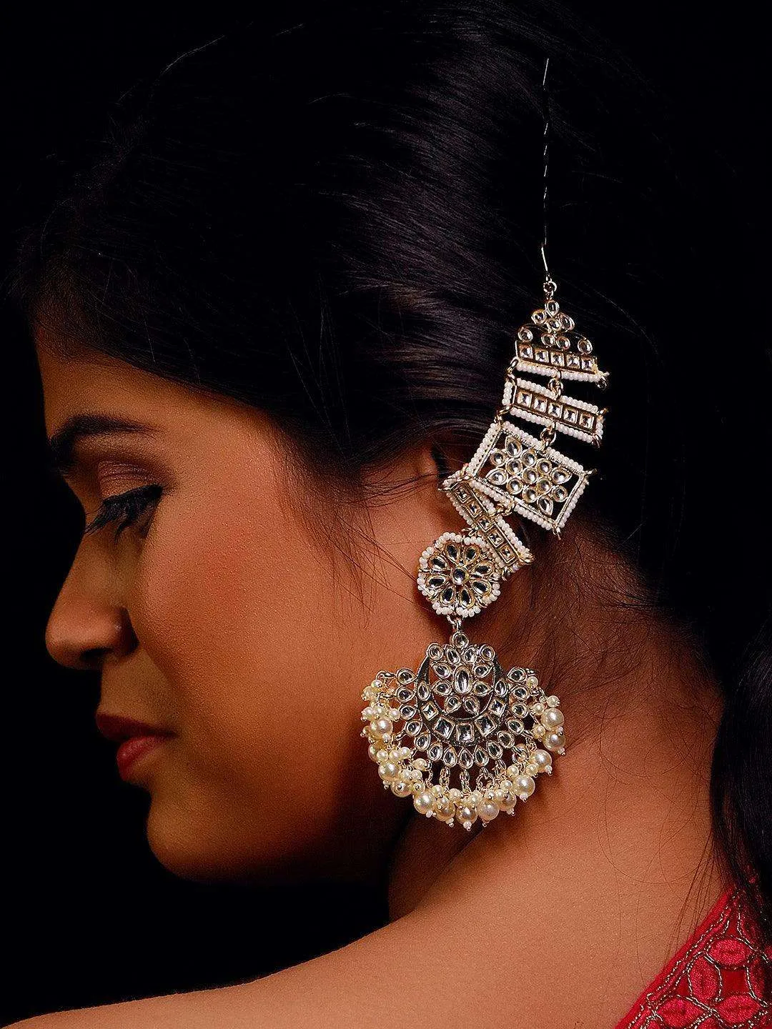 Rajwadi Earring With Holder White