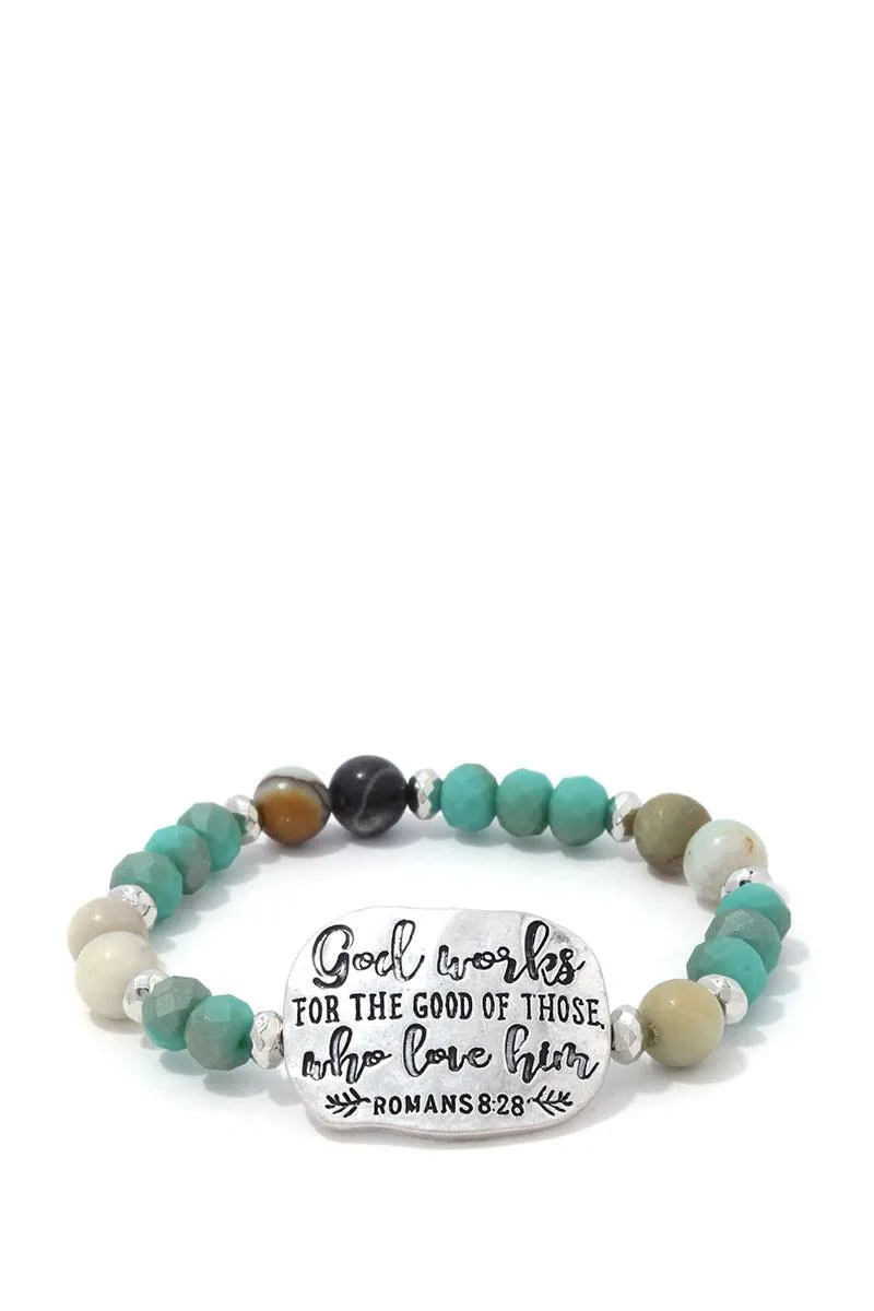 Romans 8:28 Beaded Stretch Bracelet