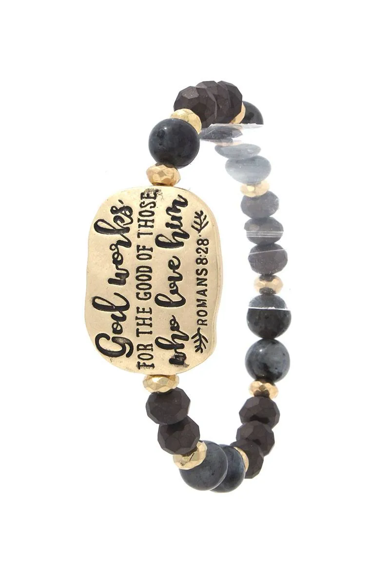 Romans 8:28 Beaded Stretch Bracelet