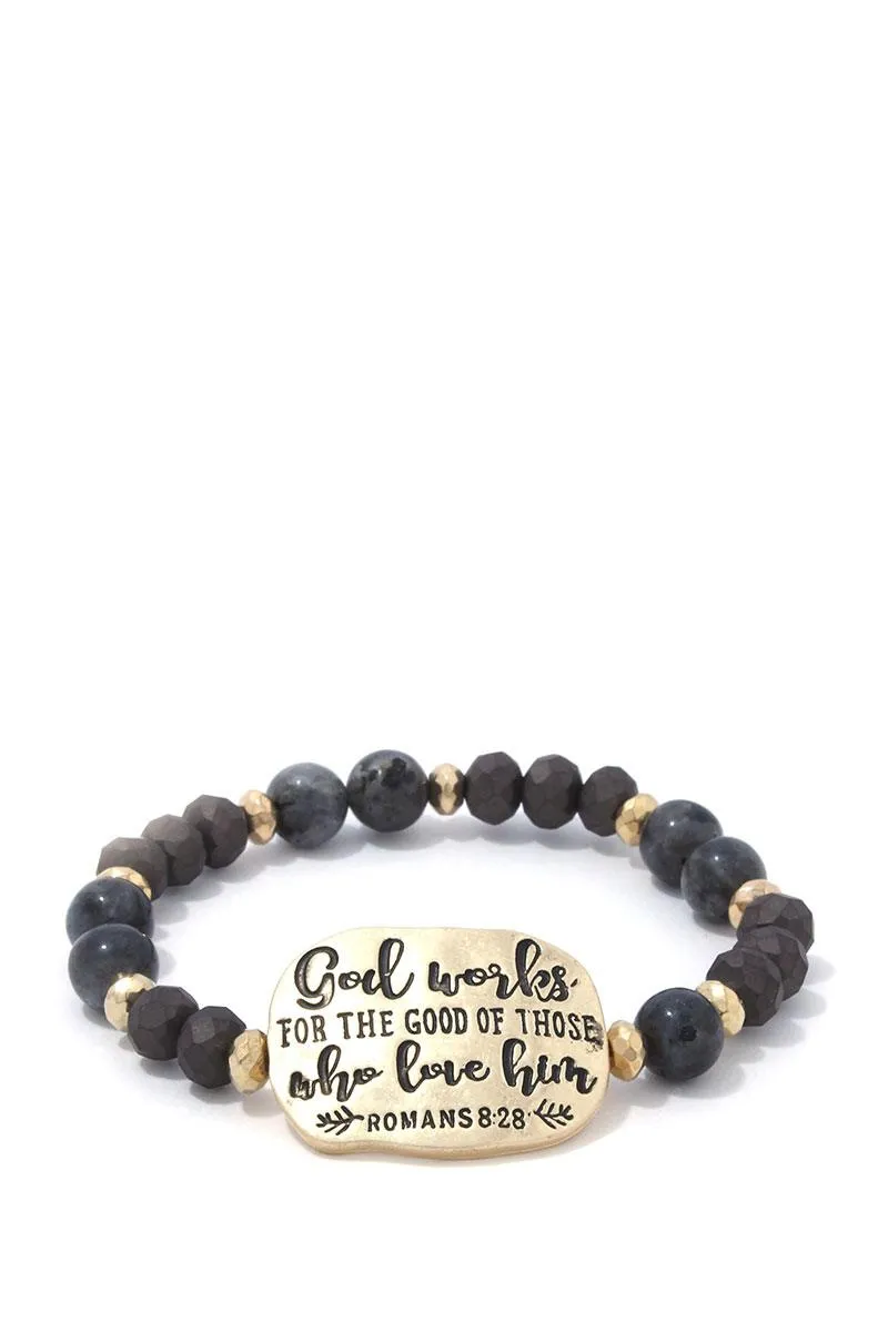 Romans 8:28 Beaded Stretch Bracelet