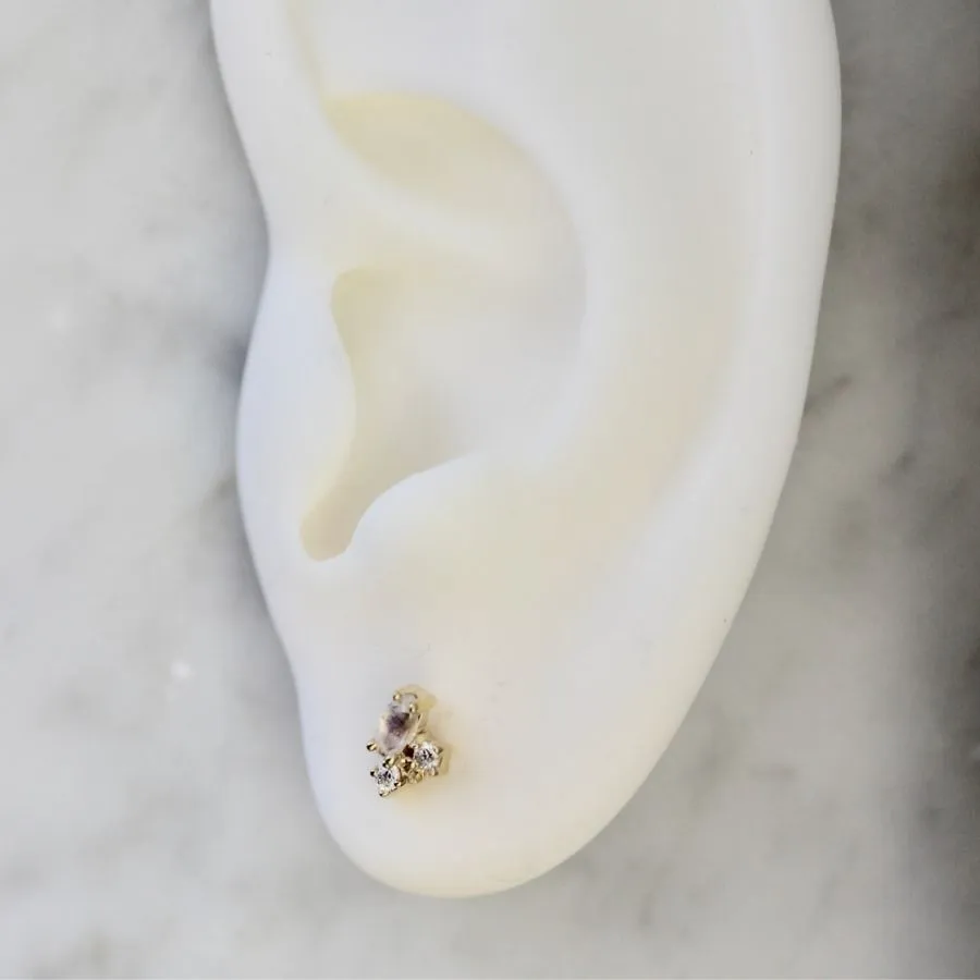 Star Bright Moonstone & Diamond Earrings