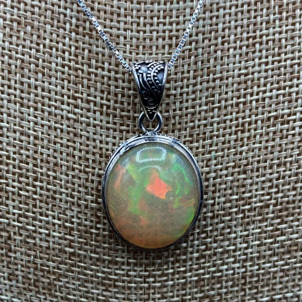 Sterling Silver Opal Necklace