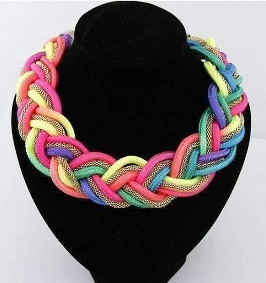 Vibrant Braided Mesh Choker Necklace