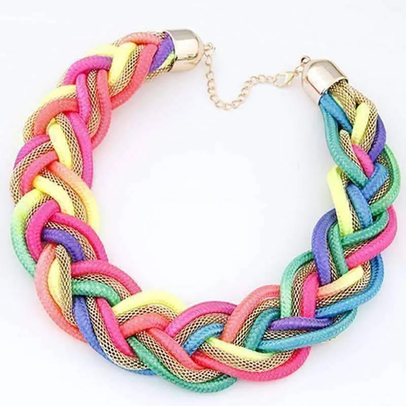 Vibrant Braided Mesh Choker Necklace