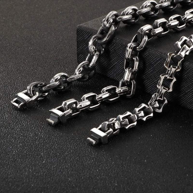 Vintage Geometric Titanium Steel Bracelet with Retro Print for Men