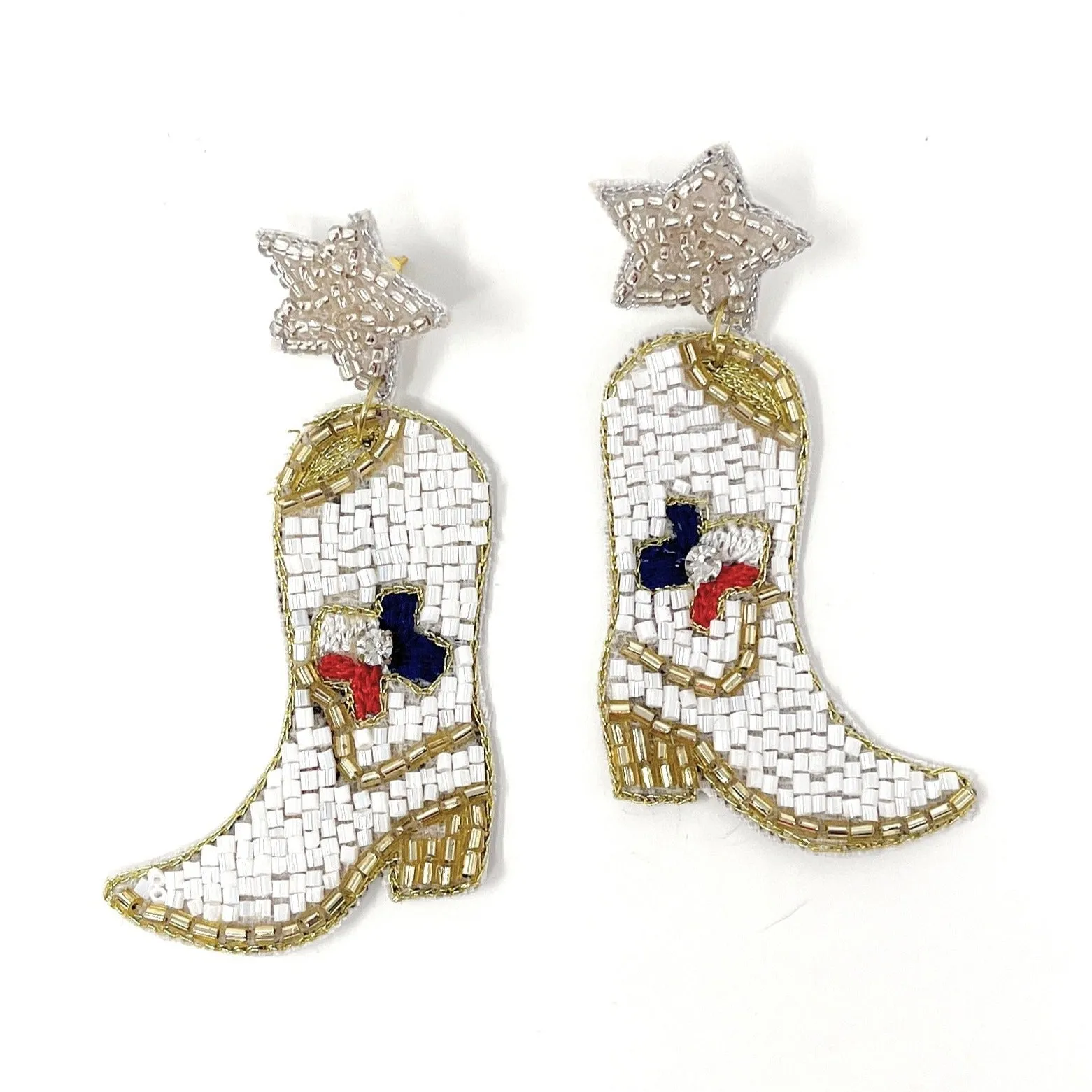 White Boots Beaded Earrings