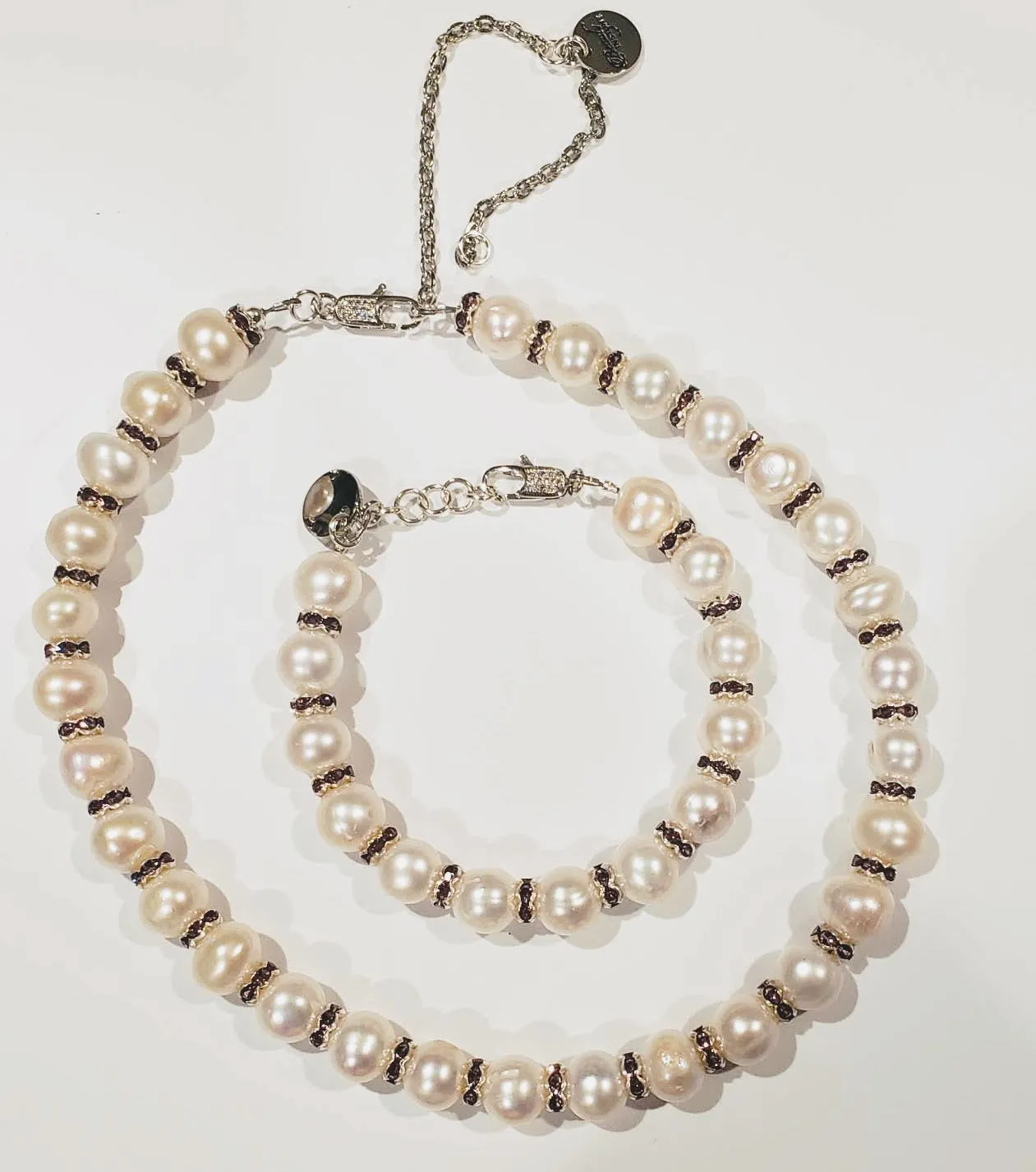 White Pearl & Amethyst Earrings