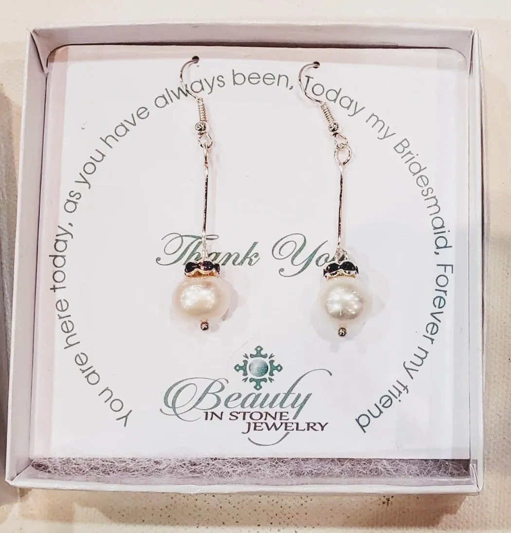 White Pearl & Amethyst Earrings