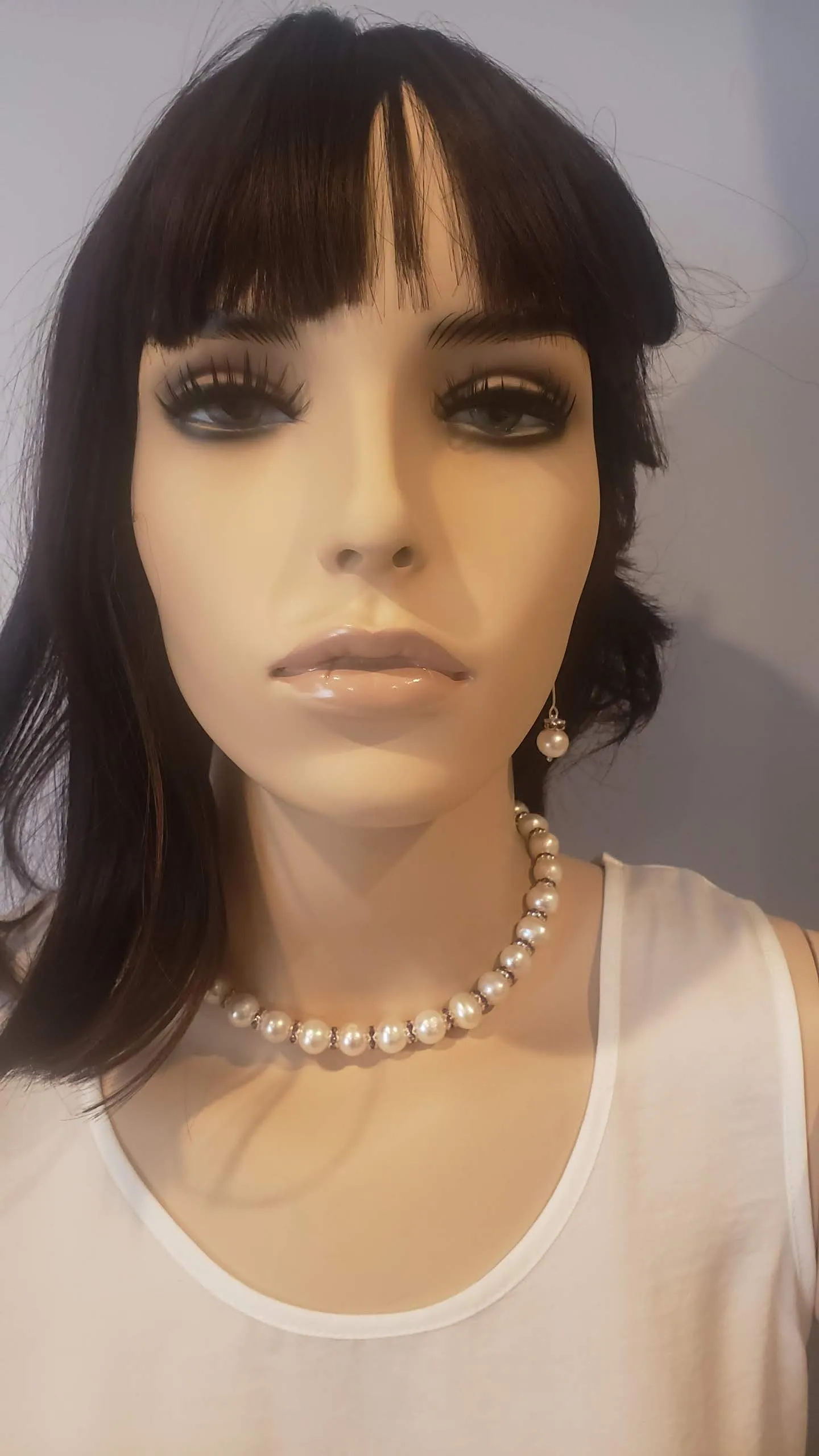 White Pearl & Amethyst Earrings